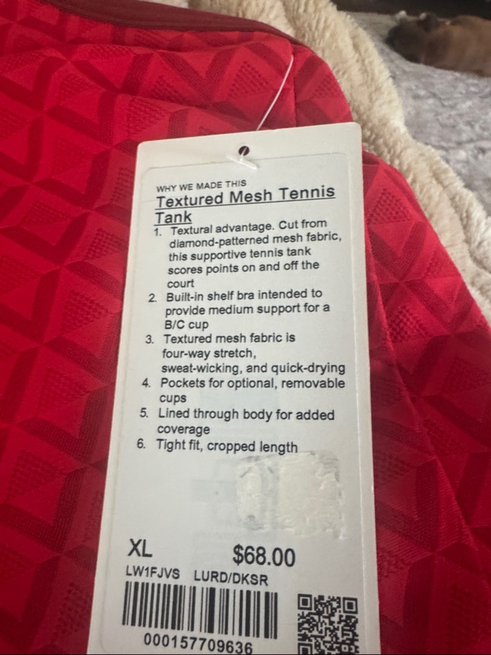 lululemon athletica Red Textured Diamond-Pattern Mesh Tennis Tank - Picture 2 of 5